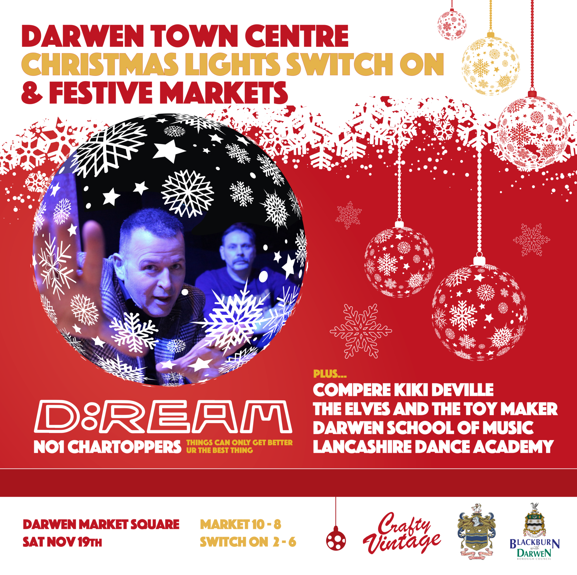 ‘Christmas D:REAM’ as chart toppers set to turn on Darwen lights